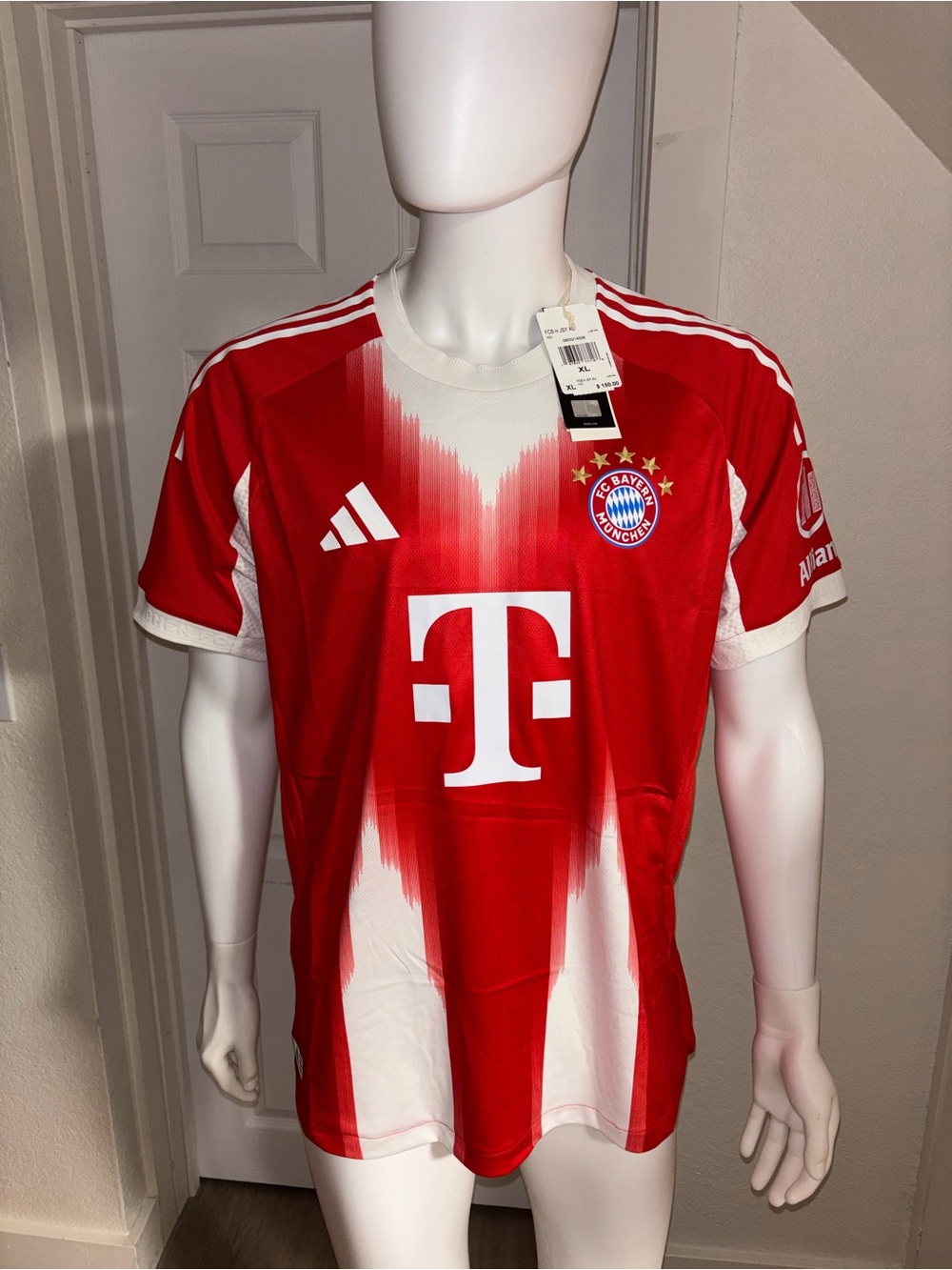 FC Bayern Munich Adidas Home Jersey - Red & White Player Edition sz XL